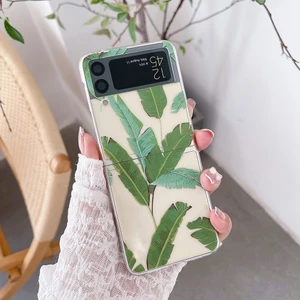 For Samsung Galaxy Z Flip4 Muz Yaprağı Şeffaf Cep Telefonu Kılıfları (Yurt Dışından)