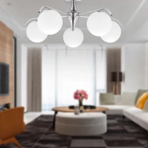 Diaspor 5li Krom Füme Camlı Modern Sarkıt Genç Odası Yatak Odası Retro Salon Avize