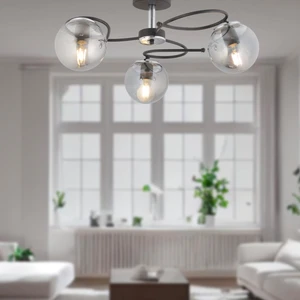 Rodonit 3lü Siyah Krom Füme Camlı  Modern Sarkıt Genç Odası Yatak Odası Retro Salon Avize