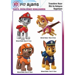 F17 Ajans Ütü Ile Yapışan Tekstil Baskı Görseli Paw Patrol