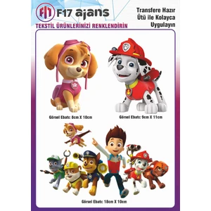 F17 Ajans Ütü Ile Yapışan Tekstil Baskı Görseli Paw Patrol