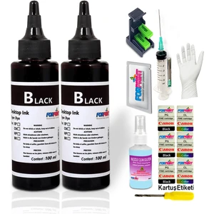 Canon Pıxma E404/E414 Yazıcı Uyumlu Forprint Dolum Seti 2X100ML Siyah