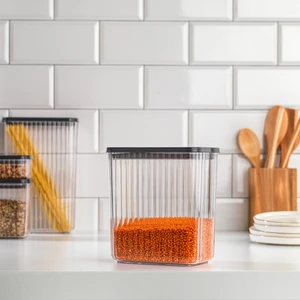 Mendy Dikdörtgen Plastik Saklama Kabı 2200 Ml.-Gri