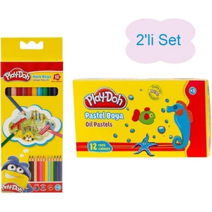 12 Renk Kuru Boya Tam Boy ve Pastel Boya 12 Renk 2 Li Set