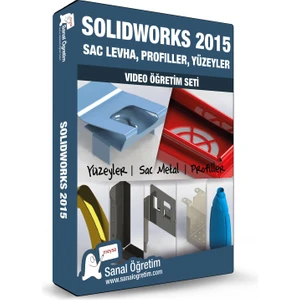 Sanal Öğretim Solidworks 2015 Temel Eğitim, Sac Levha, Profiller, Yüzeyler Video Ders Eğitim Seti