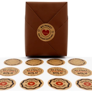 Repro Design Karışık Model Baskılı 4 cm Yuvarlak Kraft Etiket No:17