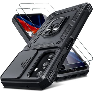 M.TK Moveteck Samsung Galaxy A54 5g Kılıf Kamera Korumalı Sürgülü Yüzüklü Armor Military Zırh Tank Yüzüklü Standlı Kılıf ve Ekran Koruyucu Set