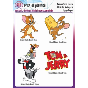 F17 Ajans Ütü Ile Yapışan Tekstil Baskı Görseli Tom ve Jerry