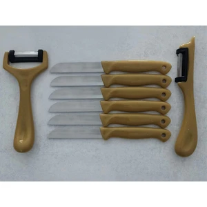 6'lı Meyve-Sebze-Doğrama Bıçağı ve 2'li Soyacak 8'li Set Hardal Sarı