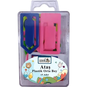 Plastik Ataş Orta Boy 4 cm 15 Li 1 Paket Plastik Ataç Kalp Yıldız Dikdörtgen Şekilli Ataç 1 Paket