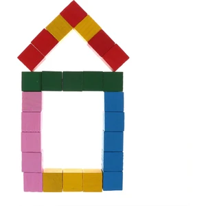 Eğitici Ahşap Oyuncak Eğlenceli Renkli Ahşap Küp (25 Parça)