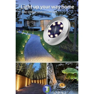 4 Adet Sarı Işık Solar 8 Ledli Kazıklı Çim Zemin Bahçe Aydınlatma Güneş Enerjili 3W