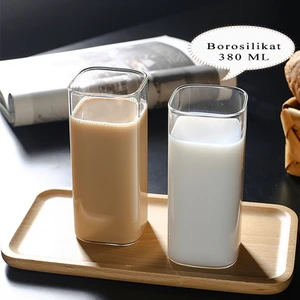 Krd Home Borosilikat Kare Cam Bardak 2'li 380 ml