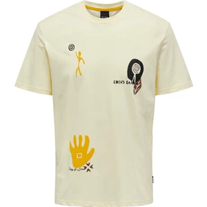 Only & Sons O Yaka Baskılı Sarı Erkek T-Shirt 22025304_ONSPAX Reg Placement Print