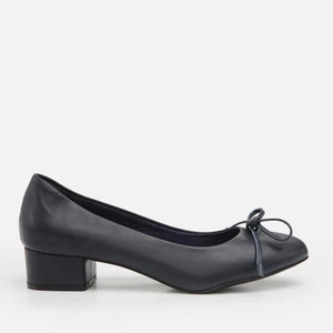 01AYH263930A680 Hakiki Deri Lacivert Kadın Kalın Topuk