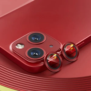 ıphone 13/13 Mini Uyumlu Alüminyum Alaşım 3D Kamera Lens Koruyucu Kırmızı