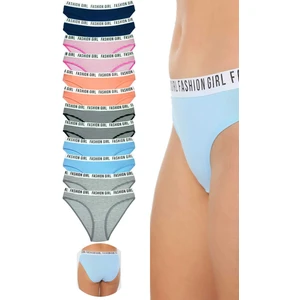 12 Adet Beli Yazılı Lastik Pamuk Kadın Külot