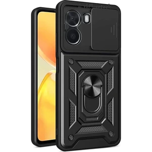 M.TK Moveteck Vivo Y16 Uyumlu Kılıf Kamera Lens Sürgülü Korumalı Armor Military Zırh Tank Silikon Pars Kapak