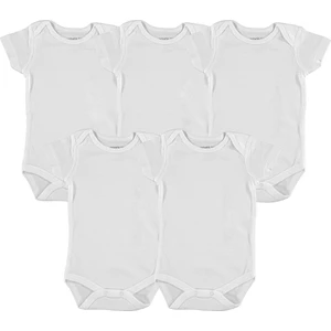 5li Kısa Kol Bebek Beyaz Body Seti