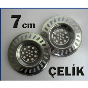 2 Adet 7cm Paslanmaz Çelik Lavabo Gider Süzgeci Yaşam Boyu Garantili Çelik Lavabo Süzgeci