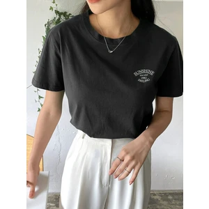 Kadın Siyah Sunshine Baskılı Oversize Tişört