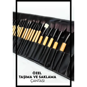 Izla Bambu Makyaj Fırça Seti - Profesyonel Çantalı 24 Parça