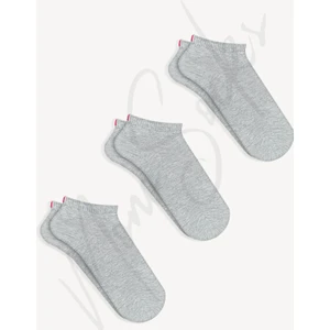 Mono Socks 3'lü Kırmızı Çentikli Patik Çorap