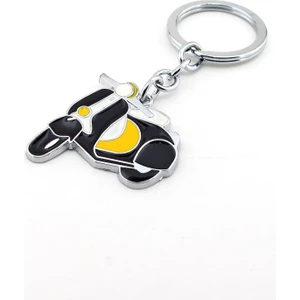 Herşey Nota Sari Siyah Vespa Motor Scooter Italy Metal Anahtarlik