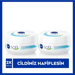 NIVEA Soft  200 ml x2 Adet,Nemlendirici El,Yüz ve Vücut Bakım Kremi
