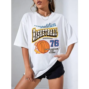 Kadın Basketball Tournament Baskılı Oversize Tişört