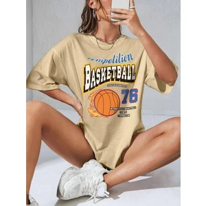 Kadın Basketball Tournament Baskılı Oversize Tişört
