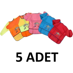 5 Adet Su Geçirmez 4-6 Yaş Boyama Önlüğü Karışık Renk Resim Önlüğü