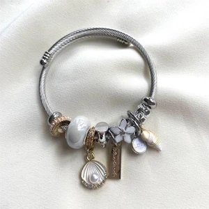 Yaz Gelsin Pandora Charmlı Deniz Kabuklu Çelik Kadın Bileklik