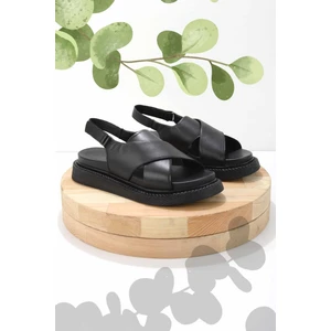 Siyah Leather Kadın Sandalet K05291085103