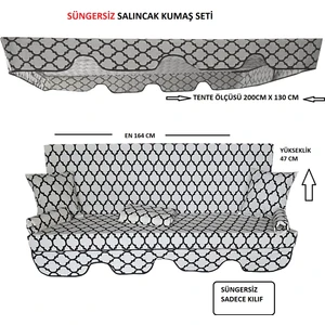 Mor Minder Süngersiz  Tenteli Salıncak Kumaş Seti 3 Kişilik Süngersiz  164X47 cm  Alaçatı Model
