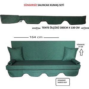 Mor Minder Süngersiz Tenteli Salıncak Kumaş Seti 3 Kişilik Süngersiz 164X47 cm  Yeşil