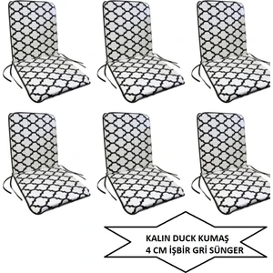 Mor Minder Sandalye Minderi Büyük Arkalıklı  Yıkanabilir 6'lı I Alaçatı  Model 4 cm Sünger