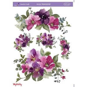 Mor, Pembe Çiçekler Sulu Transfer LNT-104 25X35