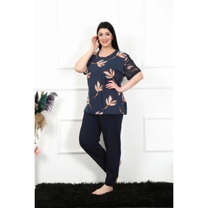 Kadın 5xl-6xl-7xl-8xl Büyük Beden Kısa Kol Pijama Takım 75005