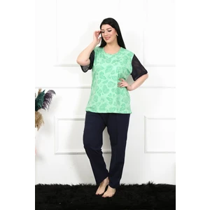 Kadın 5xl-6xl-7xl-8xl Büyük Beden Kısa Kol Pijama Takım 75004