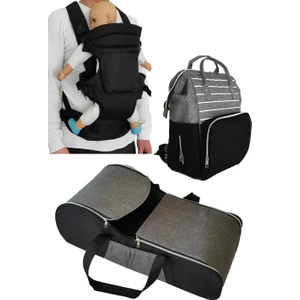 Portbebe Ana Kucağı + Bebek Taşıma Kanguru + Bebek Bakım Çantası 3 Lü Set