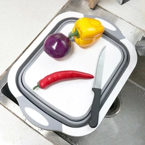 Katlanabilir Fonksiyonel Kesme Tahtası ve Sebze Meyve Yıkama Sepeti - Katlanır Kesme Panosu