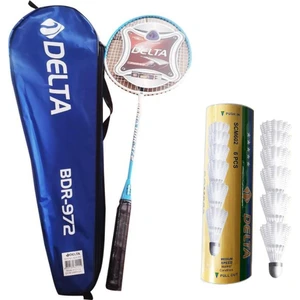 Tek Parça Deluxe Badminton Raketi + Çantası + Orta Hız Sevenler İçin 6 Adet Badminton Topu Set