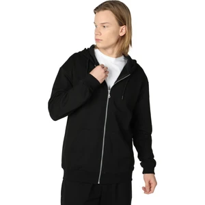 Erkek Kapüşonlu Fermuarlı Oversize Kalıp Sweatshirt Siyah