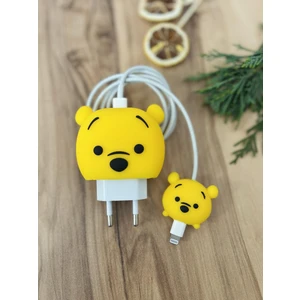 Sevimli Silikon Şarj Başlığı ve Kablo Koruyucu 2li Set Winnie Pooh