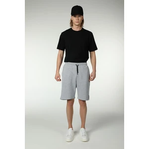 3 İplik Erkek Şort Optik Gri Melanj