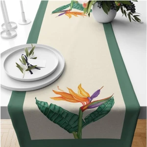 Çiçek Desenli Kadife Runner