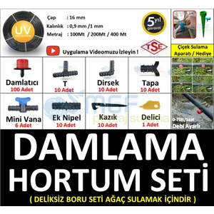 Mgf Plast 100 Mt. Damla Sulama Borusu Deliksiz Damlama Sulama Hortumu Hazır Aparatlı Seti Sistemi