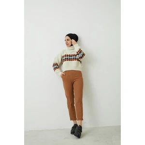 Duble Paça Pantolon-Karamel
