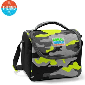 Coral High Kids Siyah Gri Kamuflaj Desenli Thermo Beslenme Çantası